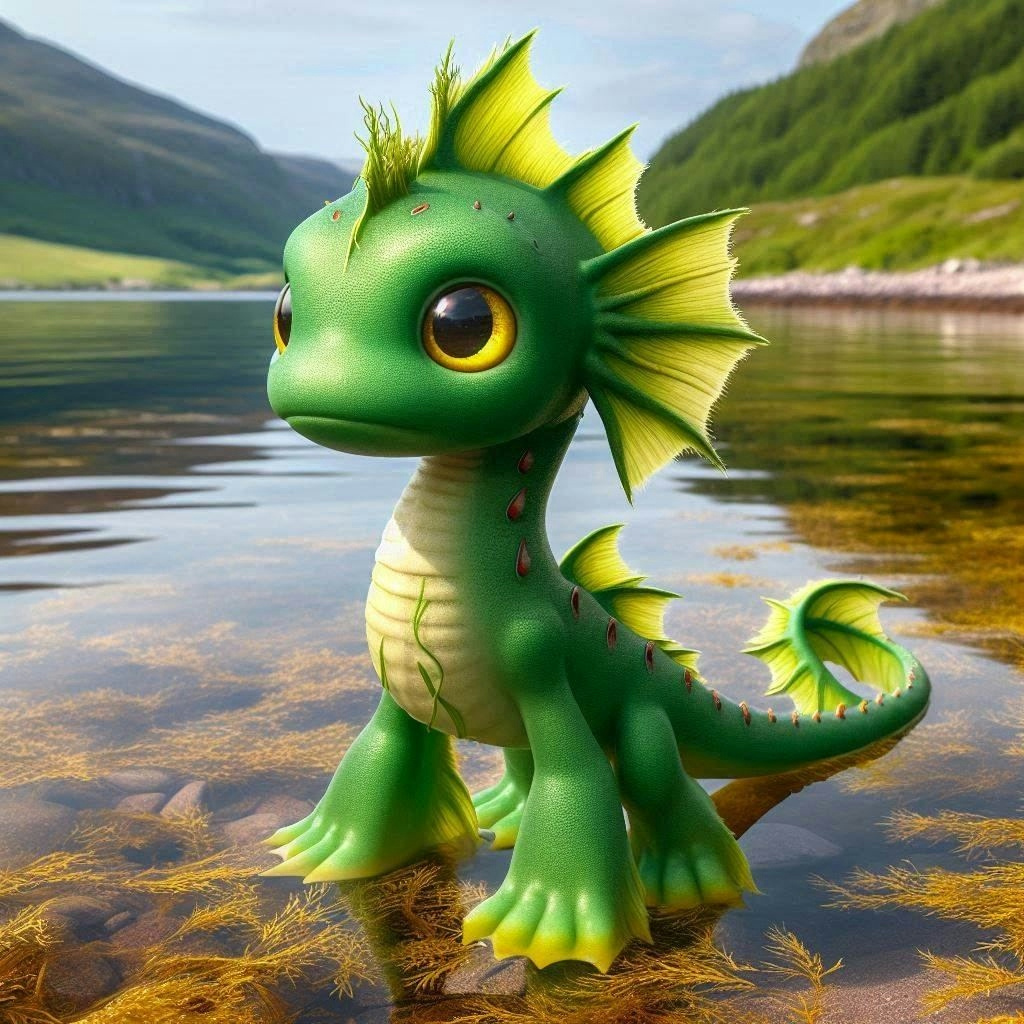 This is a baby sea kelpie named Geckark. He looks cute but will grow up to be a man eater. He is pirate Empress Carly's pet she got for her birthday. 