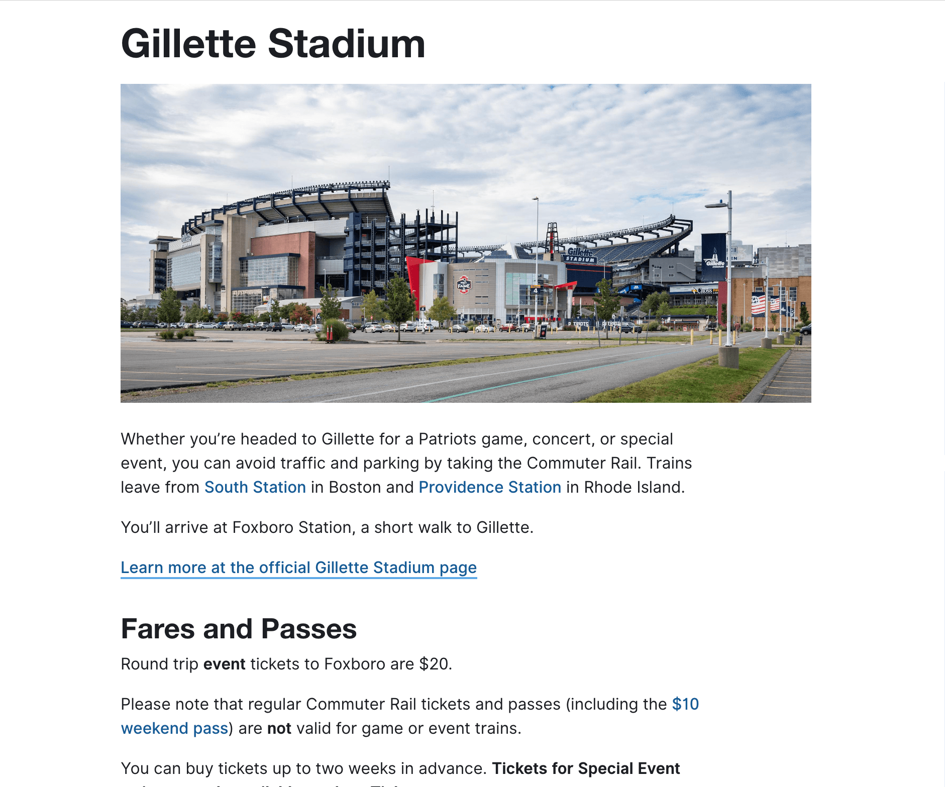 Gillette Stadium Page: Original