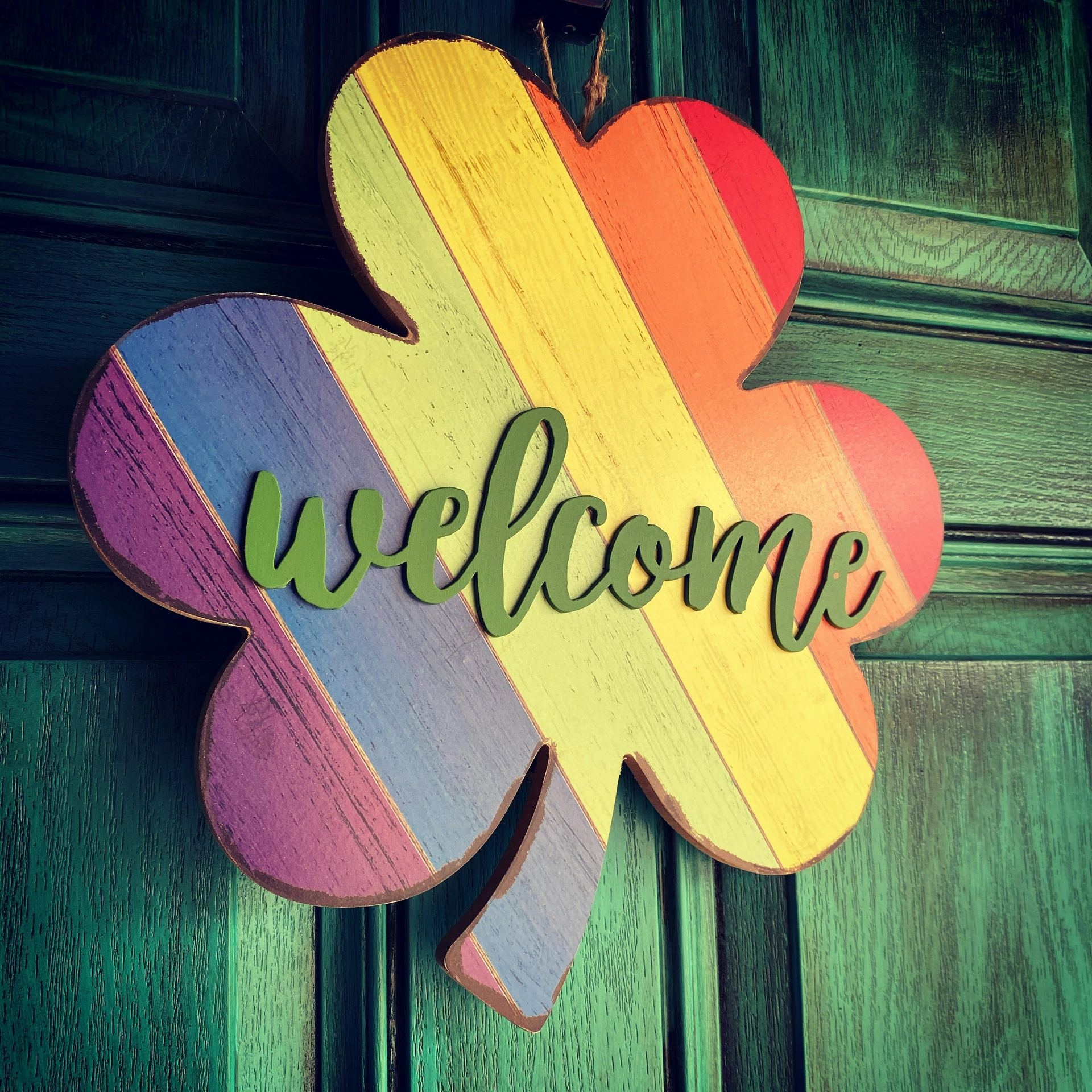 Welcome Sign on Door