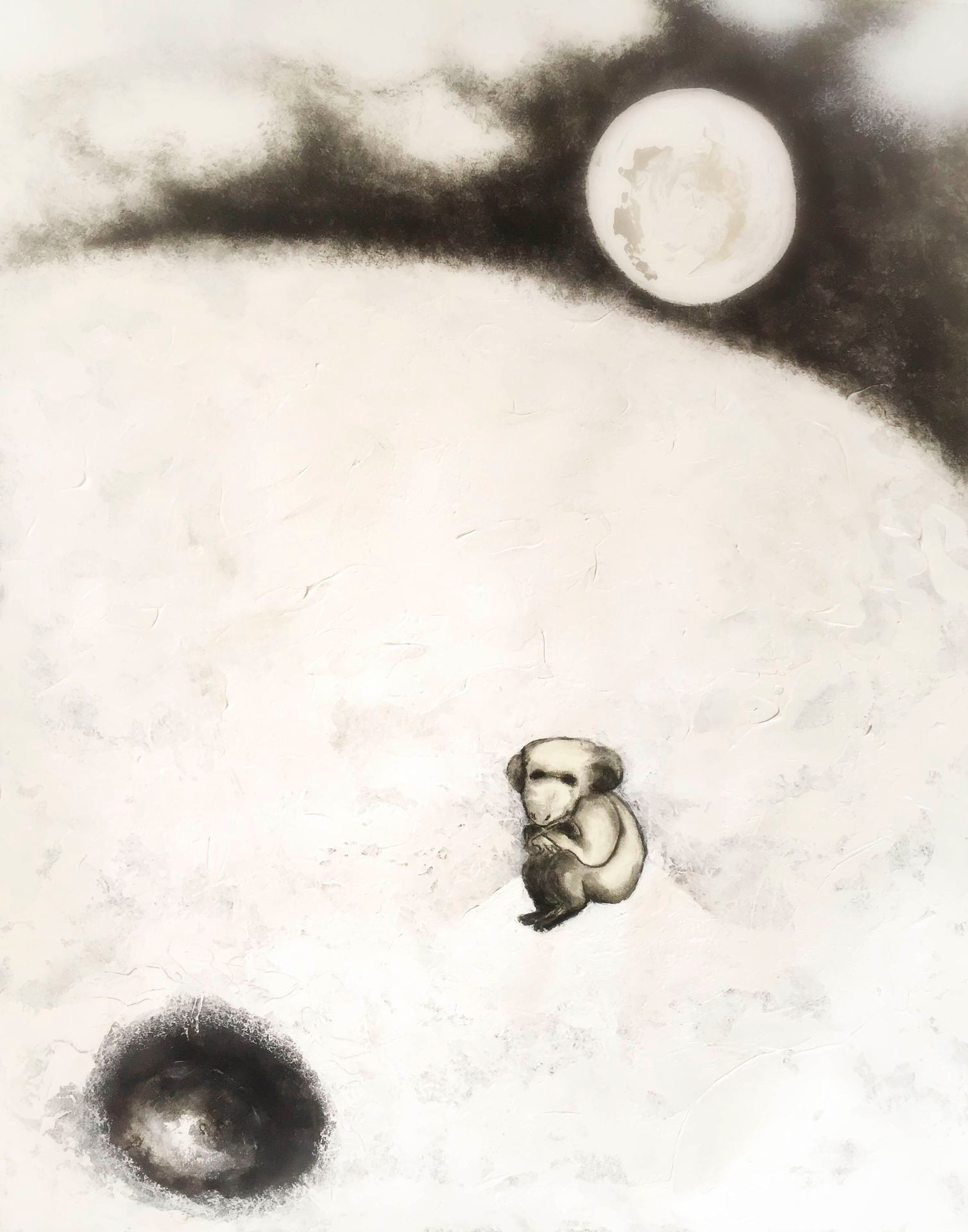 Asian äärellä / On The Ball, 2021
akryyli paperille
74 x 56 cm