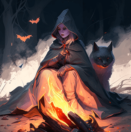 Ai art of soul Luncinda and her pet bat.