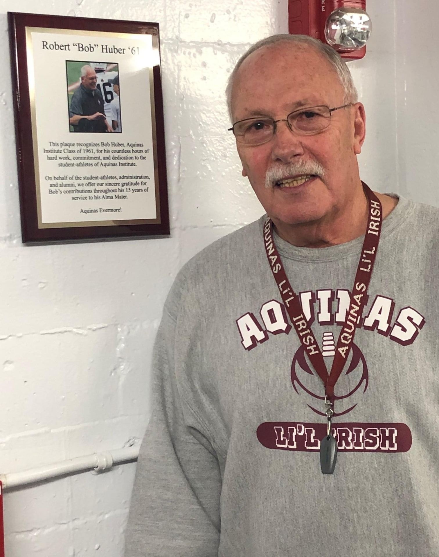 Equipment manager Bob Huber '61 was on staff for all five state titles.
