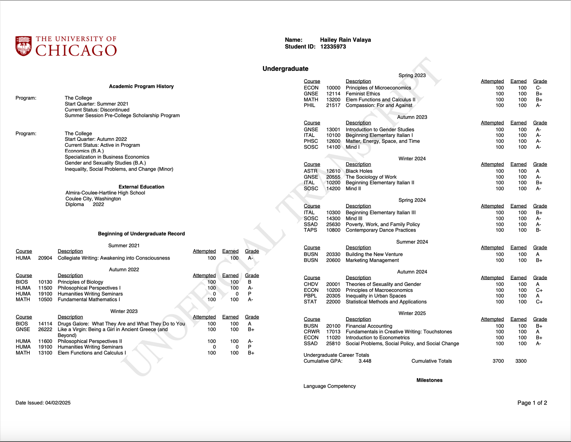 Transcript, Updated March 2025