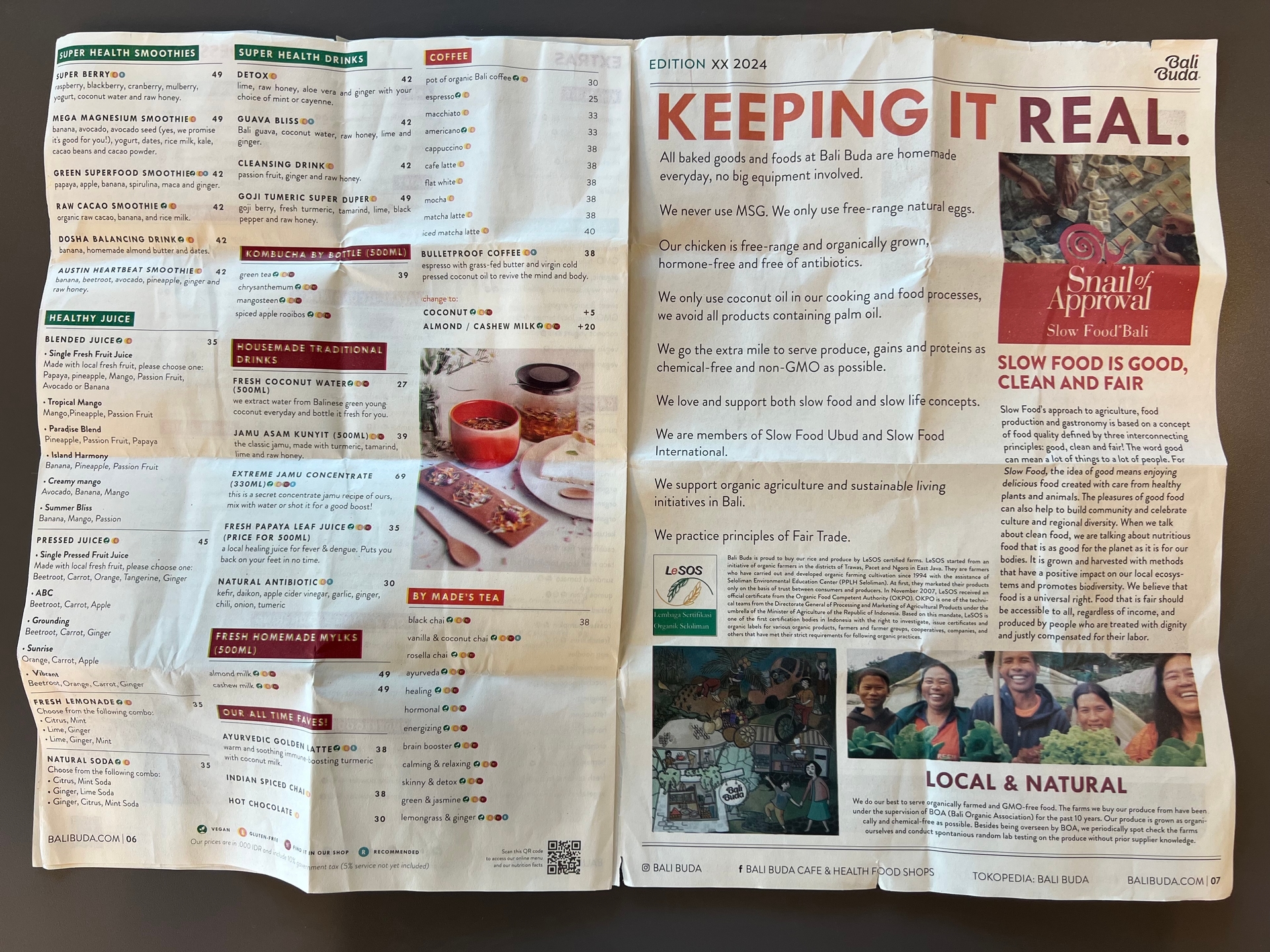 Bali Buda Newspaper/Menu