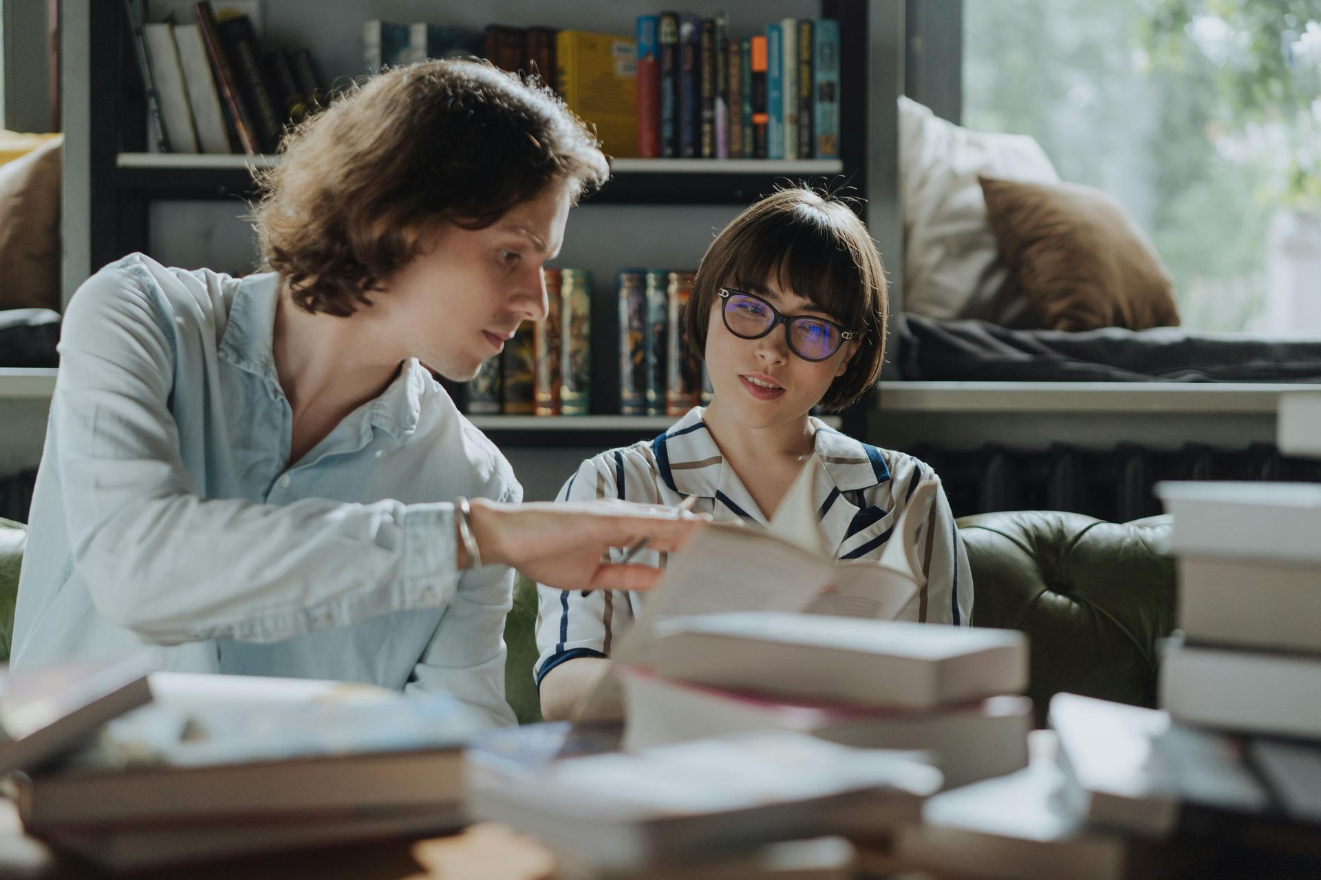 Girl in White School Uniform Reading Book