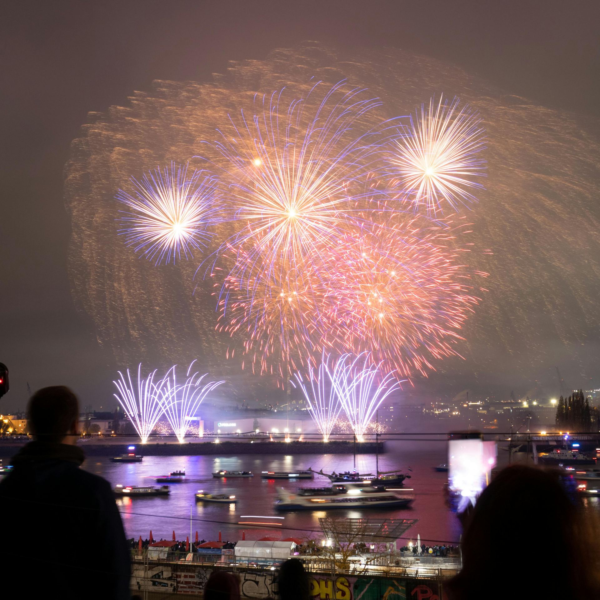 Fireworks over the water