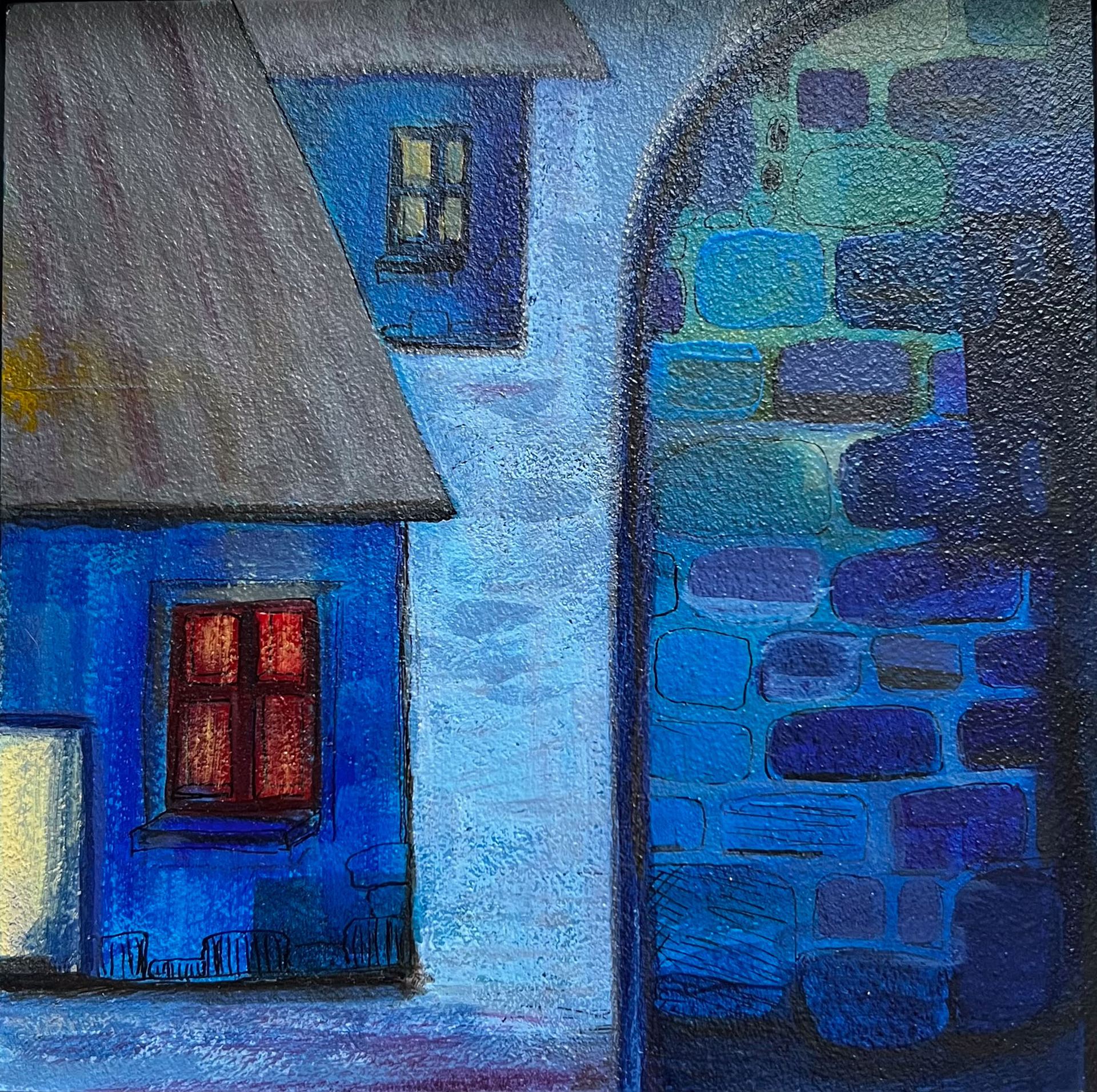 Waiting Is The Hardest, 6" x 6", acrylic and mixed media on panel. Framed. NFS.