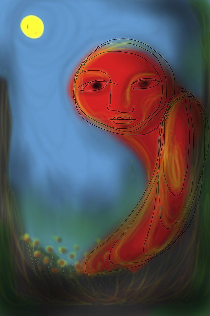 Punainen olento, IPhone-piirros, 2022