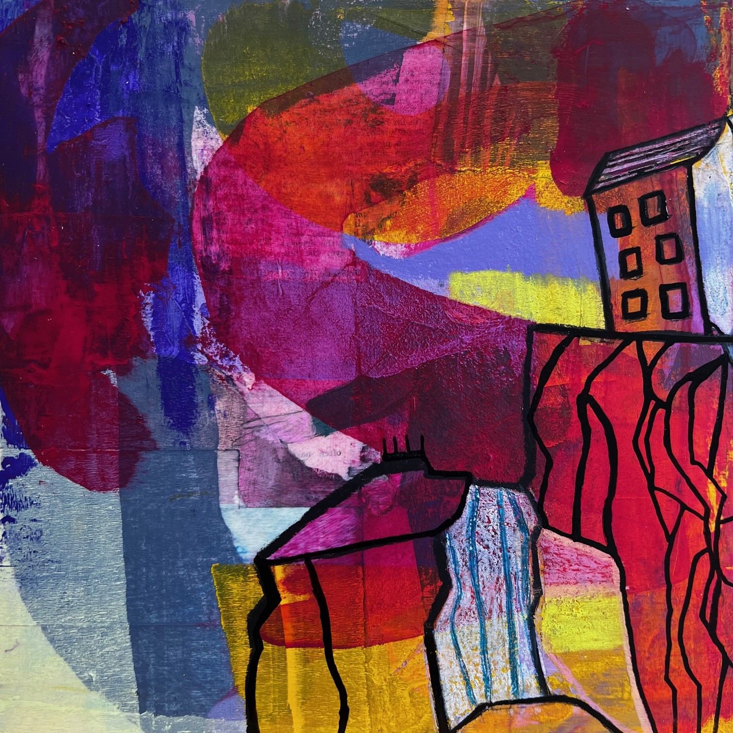 House On The Rock, 2023.
8"x8"
acrylic & ink on wood panel