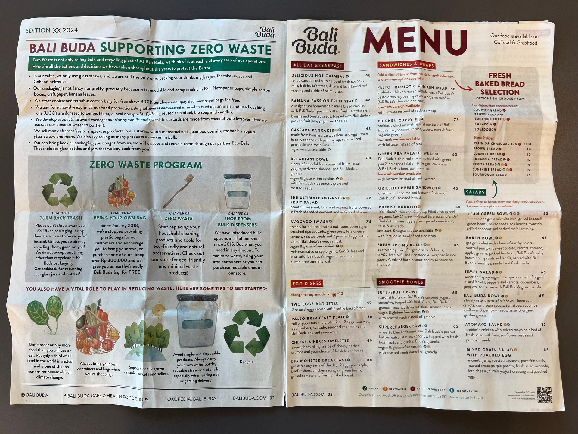 Bali Buda Newspaper/Menu