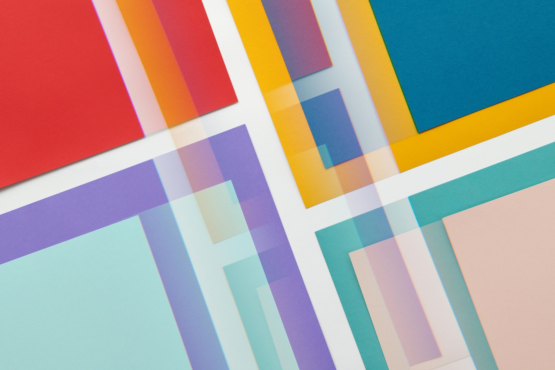 Vibrant geometric abstract design featuring colorful overlays and patterns.