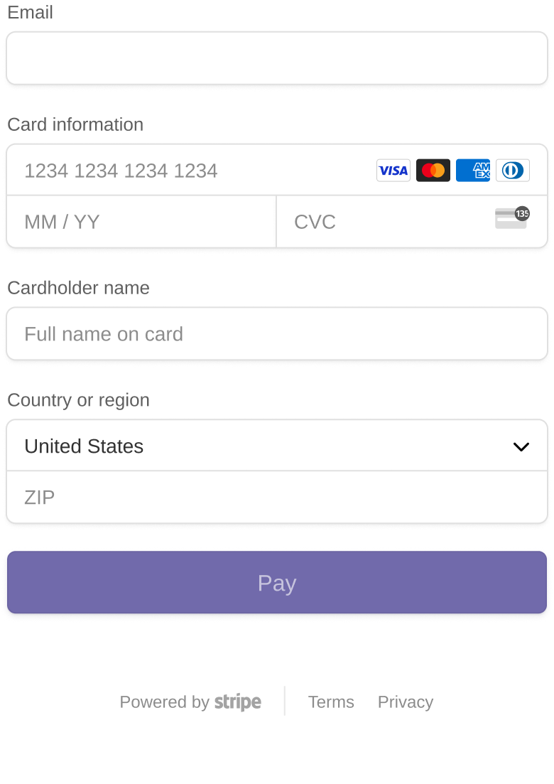 Example stripe checkout form